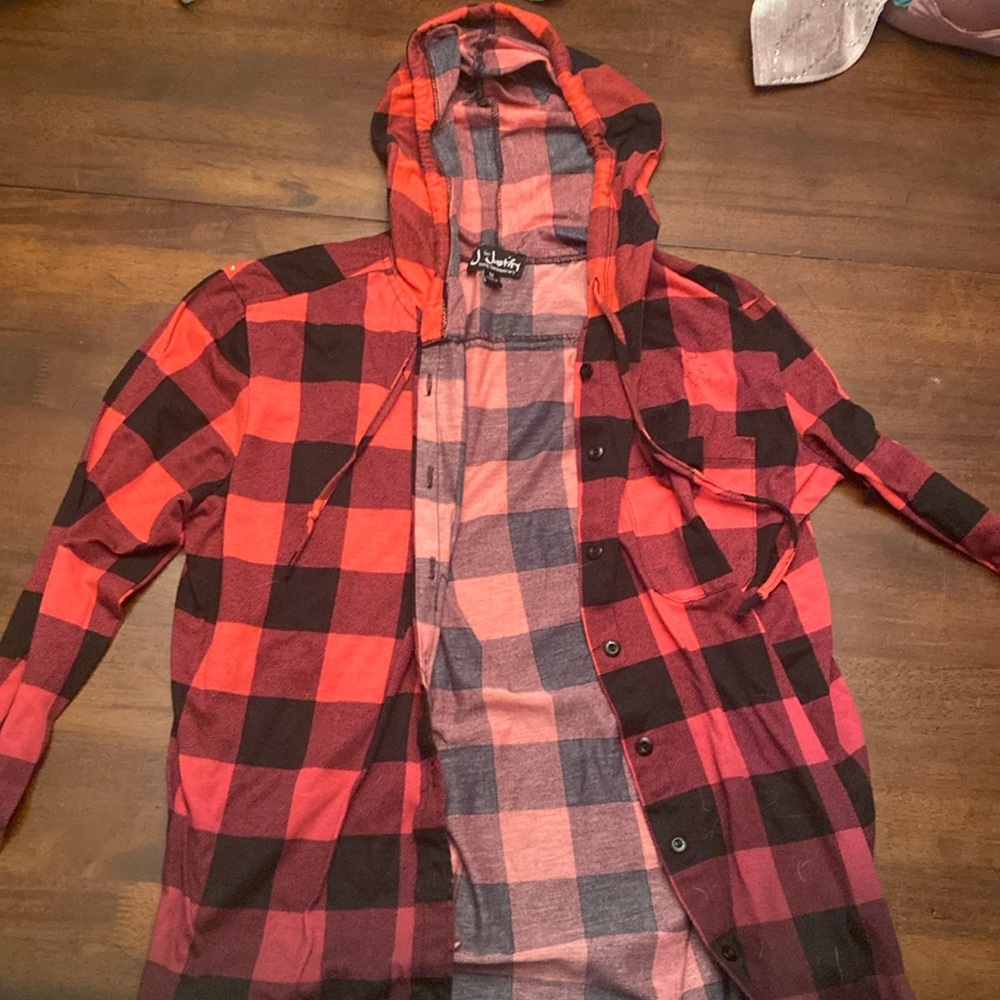Pink and Black Hooded Flannel for Girls